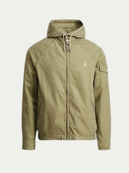 Polo Ralph Lauren Other - Polo Ralph Lauren Full Zip Hooded Windbreaker Cotton Blend Olive Green Sz Xl